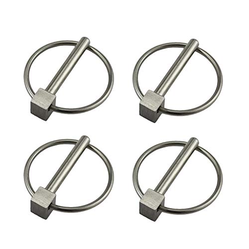 Stainless Steel 316 Lynch pins Linch Pin Dia 6.1mm(1/4In) x L 43.5mm(1-2/3in) with Ring 4 Pack 4 PCS