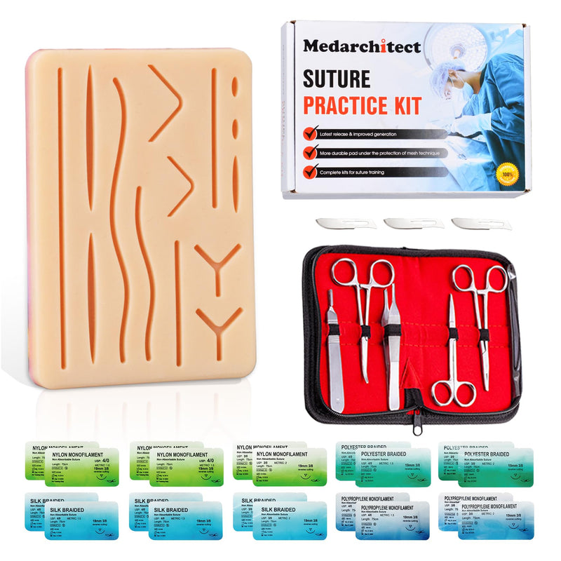 Surgical Suture Kit with Silicone Plate and Tools | Suturing practice set for teaching purposes, simulation model for practical suturing exercises, suitable for medical students and nursing students