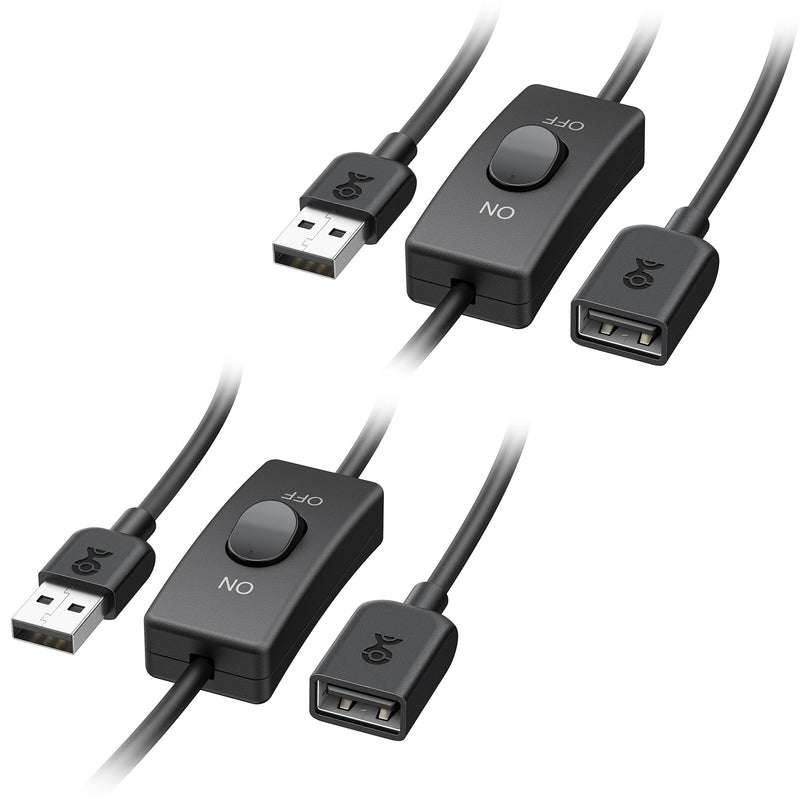Cable Matters 2-Pack USB On Off Switch - 3ft, Support Data and Power, Short USBA Extension Cable with ON Off, USB Power Switch 3 ft