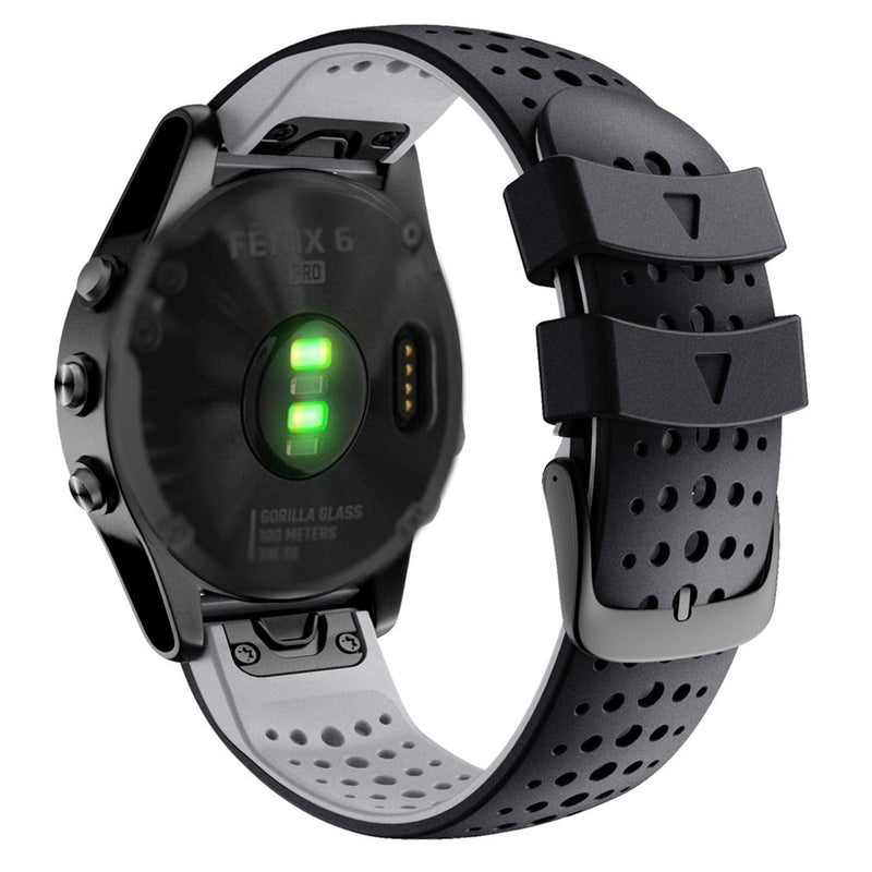 Abanen for Fenix 7 / Fenix 6/ Fenix 5 / EPIX 2 Silicone Quick Fit 22mm Watch Bands, Soft Sport Skin-Friendly Waterproof Wristband Strap for Garmin Instinct/Instinct 2 Solar,Approach S62 Black-Grey
