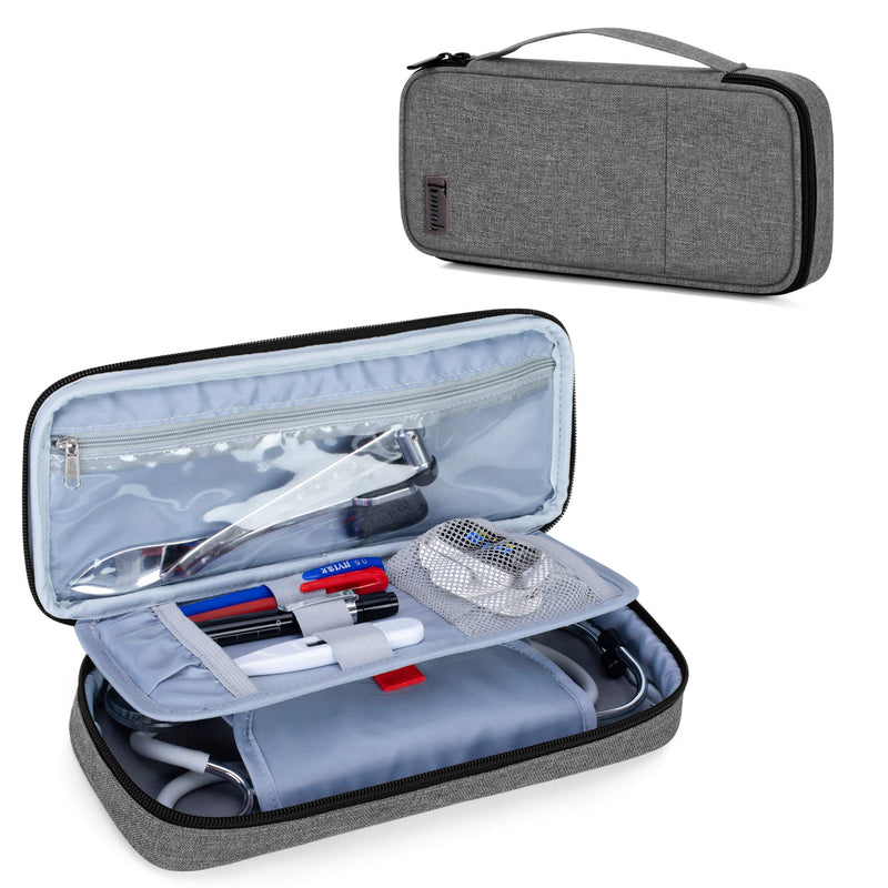 Trunab Stethoscope Case Compatible with 3M Littmann/MDF/ADC, Grey | Stethoscope case pencil case with inner pocket empty and suitable for other accessories gray