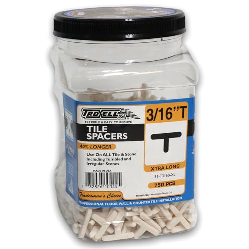 Daddy Long Leg Tee 3/16" Tile Spacers - 750 Pieces - Reusable Jar