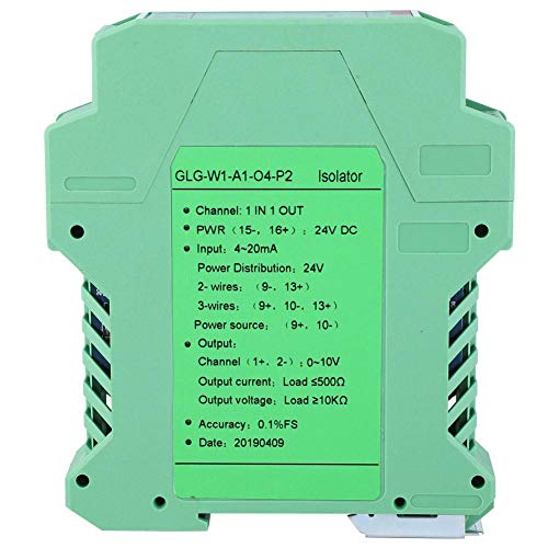 Akozon Current Signal Isolator Transmitter 4-20mA PLC Detection Signal Conditioner DC 24V (1 in 1 Out, 4-20mA to 0-10V)