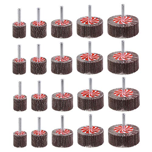 20 Pcs 5 Sizes 60/80/120/240 Grits Abrasive Flap Wheel Sander