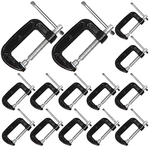 C-Clamp 2 Inch 14 Pieces G Clamp Set for Woodworking, Welding, and Building, 2 Inch Jaw Opening, Throat Depth 1-3/8 Inch