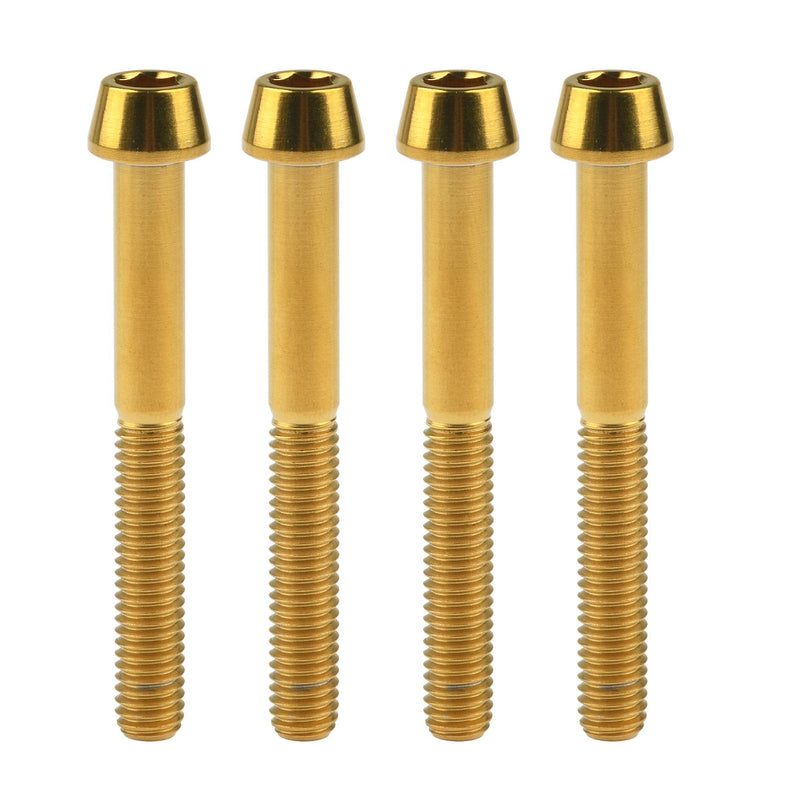 Titanium Ti M6 x 10 16 18 20 25 30 35 40 45 50 55 60 65mm Allen Hex Screw Socket Cap Tapered Bolt Pack of 4 (M6X50mm, Gold) M6X50mm