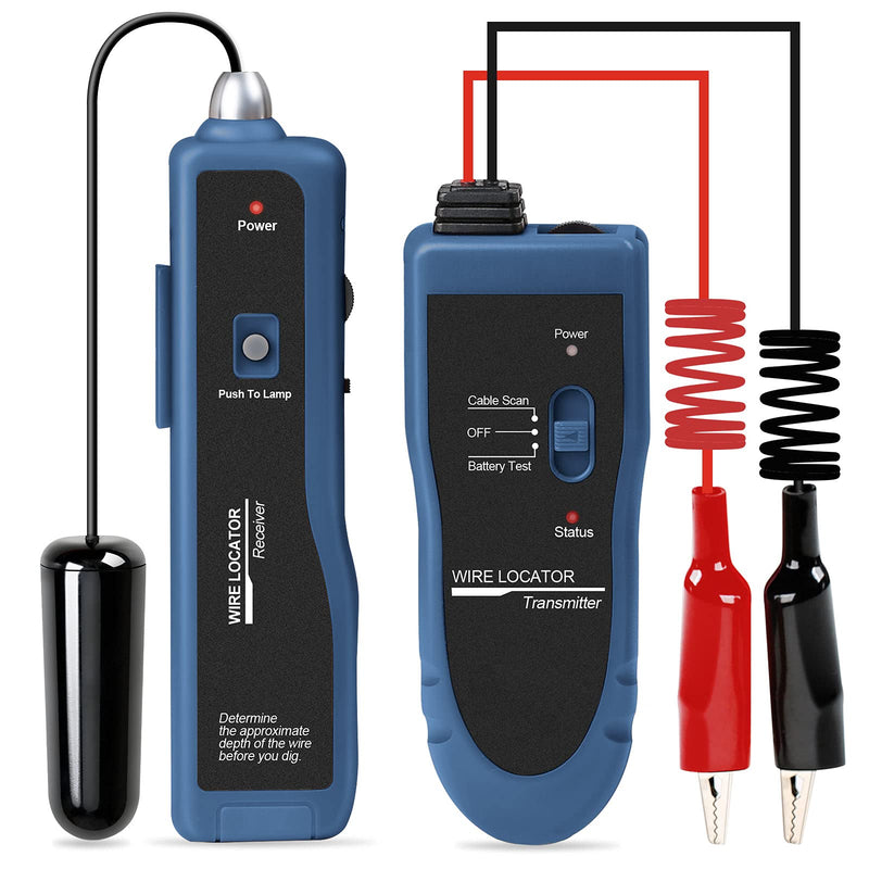 Underground Wire Locator, Cable Tester F02 Pro for Locate Wires, Locate Control Wires Cables Pet Fence Wires, up to 3 Feet Deep 1640 Feet Length, Equiped with Rechargeable 1100mAh Battery Blue