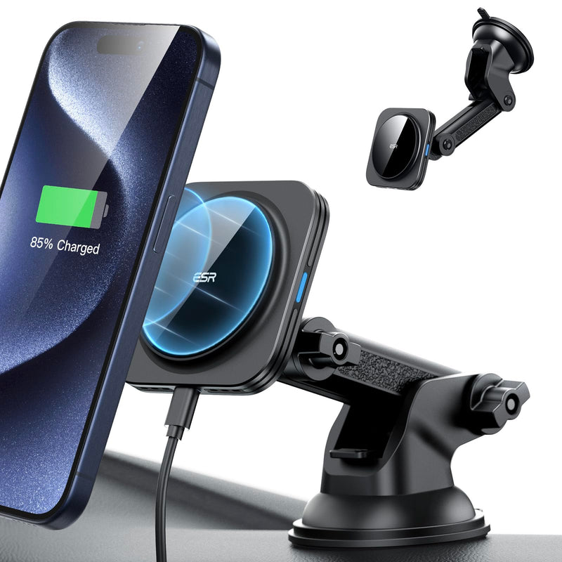 ESR for MagSafe Car Mount Charger, Dashboard Magnetic Wireless Car Charger, for MagSafe Car Charger, Windshield Car Phone Holder Mount for iPhone 15/14/13/12, Fast Charging