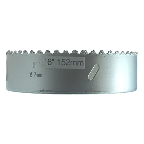 6 in Carbide Hole Saw for Recessed Lights Brick and Masonry Cuts Through Hardie Board Cement Plank Siding Cut Holes for Exhaust Fans Plumbing Vents and Ducting Need Arbor with Pins 152mm (6 in) Brick HoleSaw No Adaptor