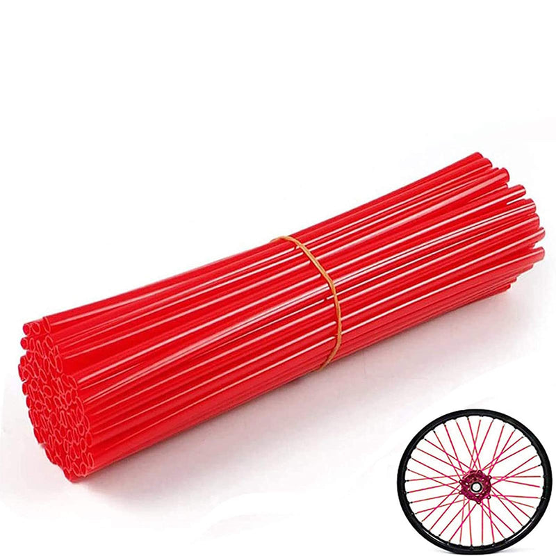 Bicycle Bike Spoke Skins Covers - 72Pcs Universal Motorcycle Wheelchair Wheel Spoke Wraps, Dirt Bike Spoke Skin, Pipe Trim for 8"-21" Rims Decoration Protector CRF50 CRF125 CRF150 CRF250 CR50 (Red) red