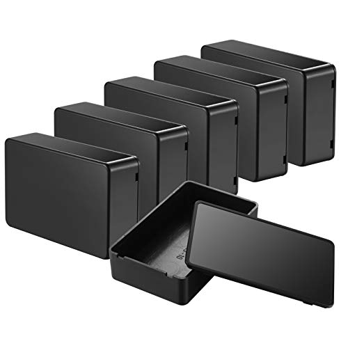 Pack of 6 Junction Box, Plastic Covers, Electronic Casing, Electronic Project Box, Electrical Accessories Housing for DIY Power Junction Box (Black, 100 x 60 x 25 mm) 100x60x25mm black
