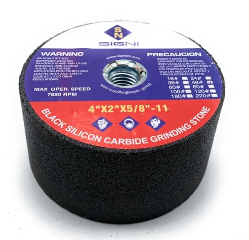 SIGNI 4 inch Silicon Carbide Grinding Stone with 5/8 Arbor for Grinding Masonry (46 Grit) 46 Grit