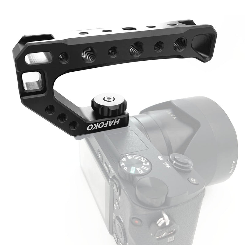 R005 Camera Top Handle Grip Hot Shoe Top Cheese Mount Universal Video Stabilizing Rig with 3 Cold Shoe 1/4" 3/8" competible with Cameras for LED Light, Microphone, Monitor for Low Angle Shoot