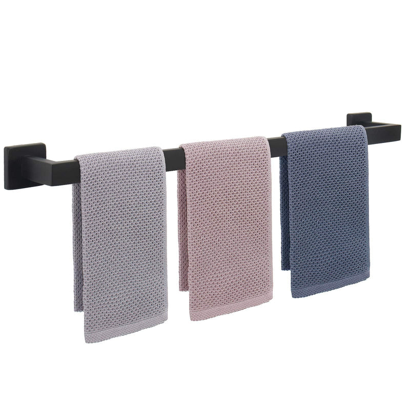 NearMoon Towel Bar, Bath Accessories Premium Thicken Stainless Steel Square Shower Towel Rack for Bathroom, Towel Holder Wall Mounted (1 Pack, Matte Black, 33 Inch) 1 Pack