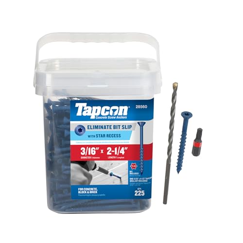 Tapcon 3/16 x 2-1/4" Star Head Blue Climaseal™ Concrete Screws, 225 PCS 3/16" x 2-1/4" 225.0