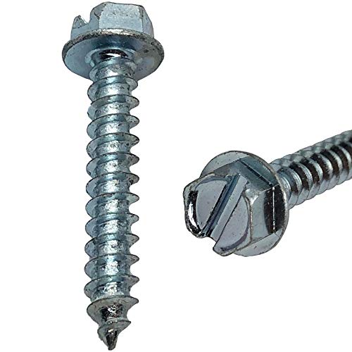 1.5" - #14 Lag Screw - Hex Head - Slotted Flange Head - Coarse Thread - Grade A-Zinc Coated 1-1/2 in x 1/4 in - Heavy Duty Wood Screw (100) 100