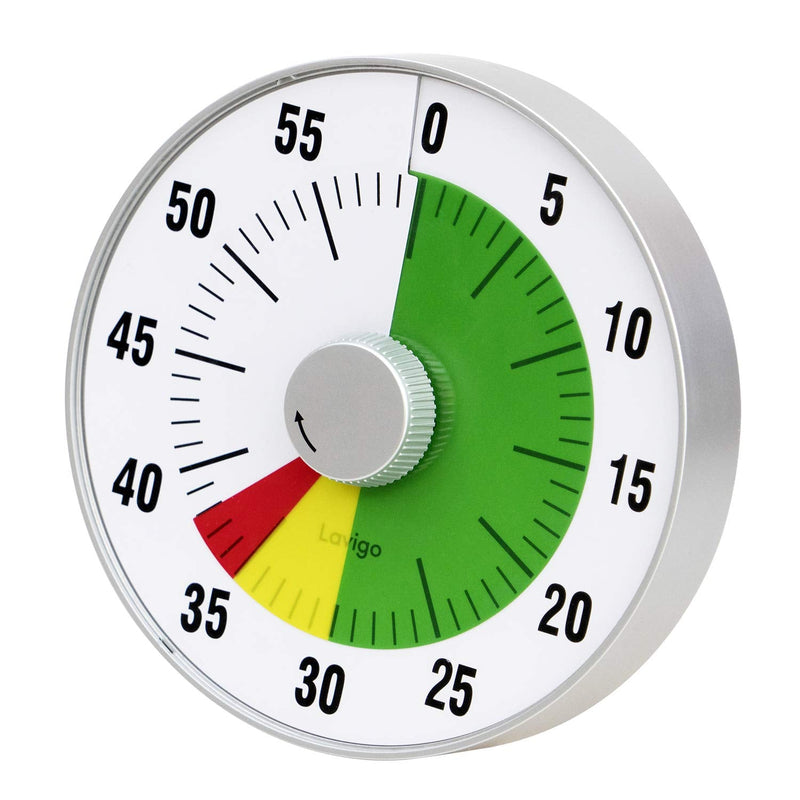 Lavigo Kitchen Timer, Countdown Visual Analog Timer, Quiet Counting, Low Loud and Mute Alarm for Teachers Classroom, Kids, Adults Kitchen, Office, Gym (Green) LT21-TC 7.5 inches Green