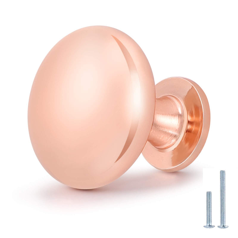 12 Pack Polished Rose Gold Cabinet Knob Solid Kitchen Drawer Hardware,Copper Drawer Dresser Knob Euro Style Round Furniture Hardware,Diameter:1-1/5 " 12