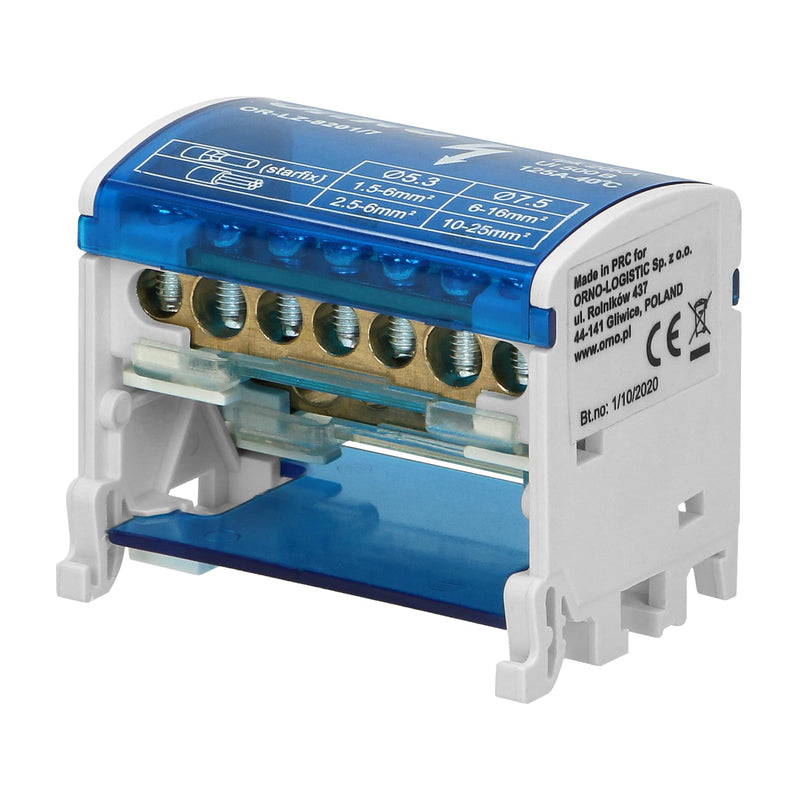Orno Distributor Block with 2 Row 7 Pin Splitter 7 fils White