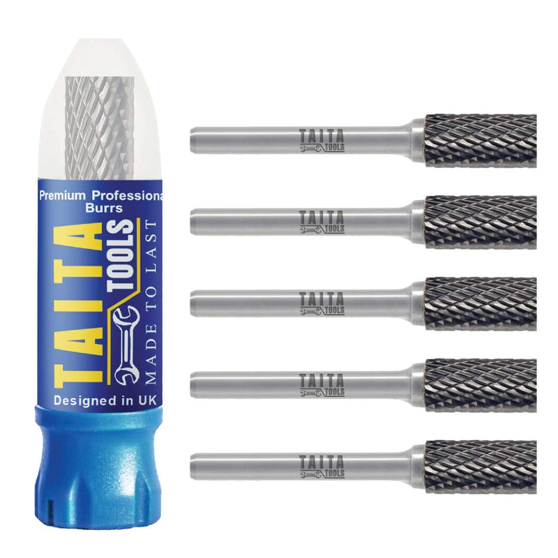 Carbide Burr 1/4" Shank, SA-3 Tungsten Double Cut Rotary Die Grinder Bits - Cutting Burrs for Milwaukee, Dewalt and Makita Die Grinder Accessories - Wood Carving Metal Working & Sturdy Storage Case 5pc