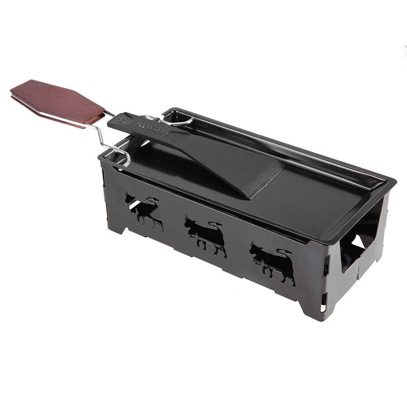 Non-Stick Cheese Melter, Portable Cheese Rotaster Raclette Machine with Spatula and Foldable Handle, Black