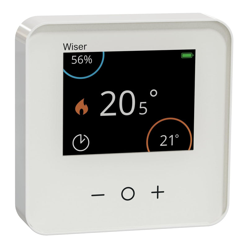 Schneider Electric Wiser CCTFR6400 Room Thermostat with Display | Control via app or manual, Zigbee, via hub compatible with Matter, Alexa, Google, Apple White