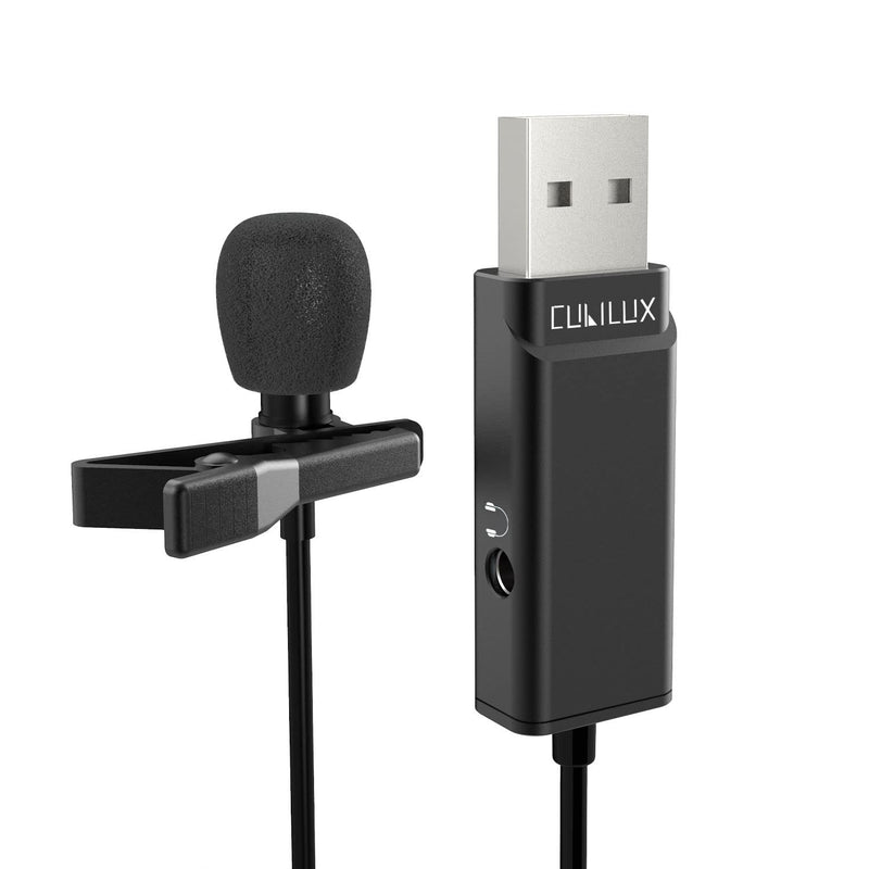 Cubilux USB A Lavalier Microphone, Omnidirectional Lapel MIC for Vlog, Gaming, Interview, Skype Zoom, YouTube, USB Clip-On Condenser MIC with Hi-Res Sound Card for PC, Laptop, Computer, PS5, 5 FT Omnidirectional, 5 Feet USB A, Single-MIC