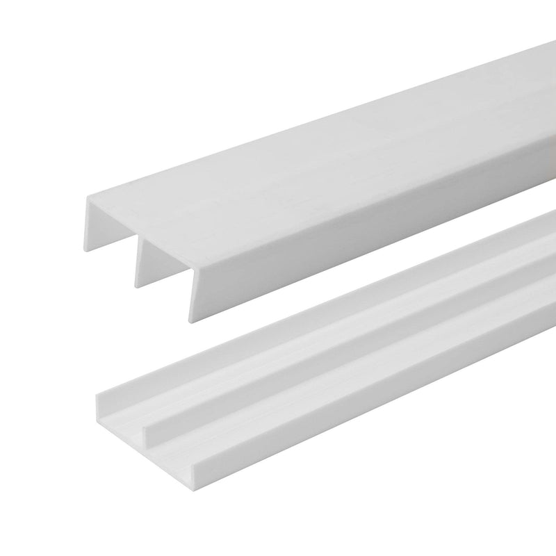 3/4" Panel Sliding Door Track - 48" White Plastic Upper & Lower Set, USA Made, Pack of 1 - Outwater 4 Feet (48 Inches)