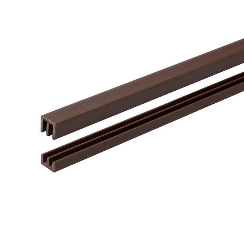 1/8" Panel Sliding Door Track - 48" Brown Plastic Upper & Lower Set, USA Made, Pack of 1 - Outwater 4 Feet (48 Inches)