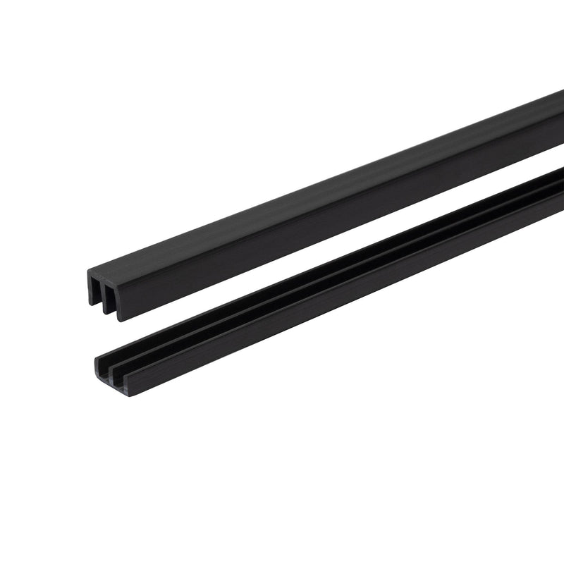 1/8" Panel Sliding Door Track - 48" Black Plastic Upper & Lower Set, USA Made, Pack of 1 - Outwater 4 Feet (48 Inches)