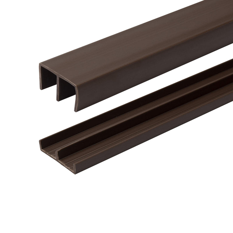 1/2" Panel Sliding Door Track - 36" Brown Plastic Upper & Lower Set, USA Made, Pack of 1 - Outwater 3 Feet (36 Inches)