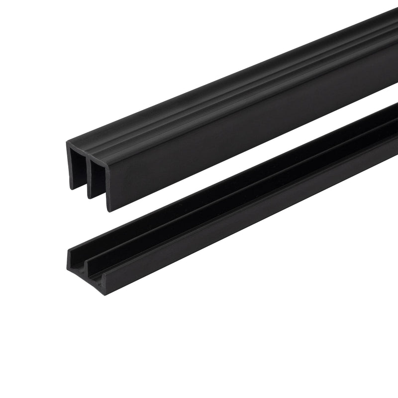 1/4" Panel Sliding Door Track - 48" Black Plastic Upper & Lower Set, USA Made, Pack of 1 - Outwater 4 Feet (48 Inches)