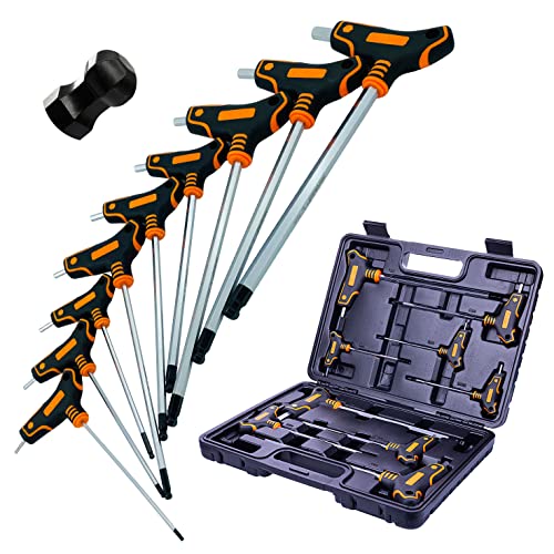 9PCS T-Handle S2 Steel Long Arm Metric Allen Wrench Set, Sizes 2mm to 10mm