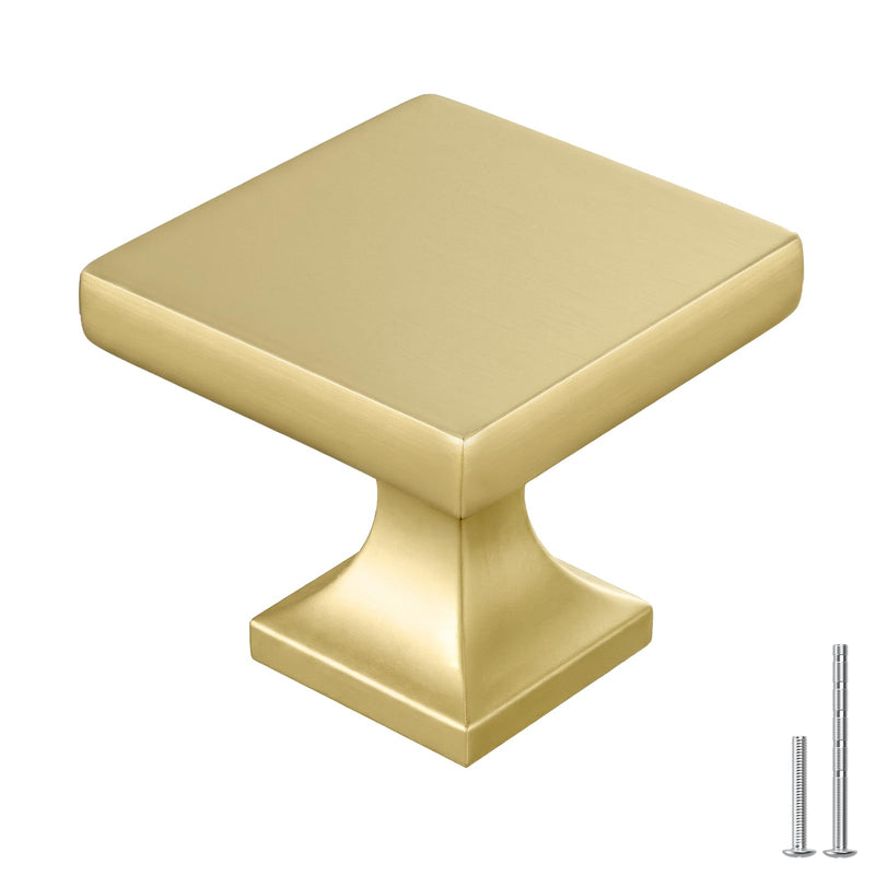 homdiy 15 Pack Brass Cabinet Knob Modern Square Knobs- Gold Cabinet Knob Brushed Brass Dresser Drawer Hardware MO6785BB Brushe Gold Kitchen Cupboard Hardware Matte Gold