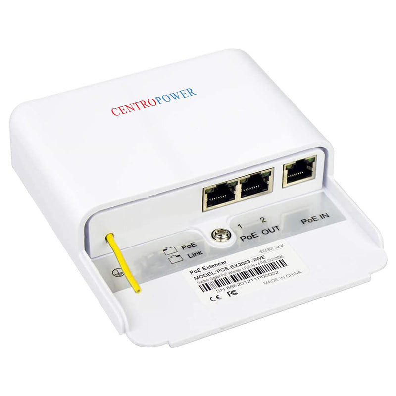 Gigabit 2 Port PoE Extender Outdoor, 6KV Lightning Protection PoE Passthrough Switch, Ethernet Splitter Booster, 60W 48V Comply with IEEE 802.3af/at