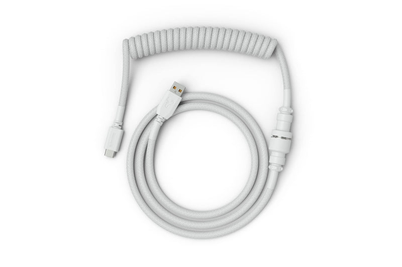 Glorious Coiled Keyboard Cable – USB C Artisan Braided Cables for Mechanical Gaming - Custom (White) White