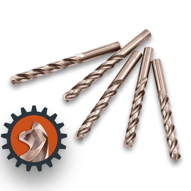 Lichamp 1/2" HSS Cobalt Drill Bits 5PCS with Three Flute for Hard Metal, Hardened Stainless Steel and Cast Iron 1/2 in 5
