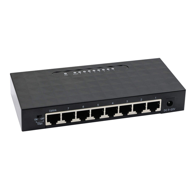 8 Port Gigabit Switch，Unmanaged 10/100/1000Mbps Network Hub Ethernet Splitter,Plug and Play,Quiet Fanless,for Office and Home Entertainment.