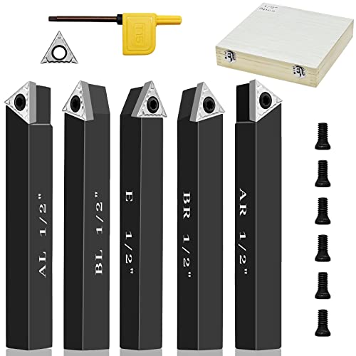 1/2" Indexable Carbide Turning Inserts Holder Set for Machining Lathes 1/2"
