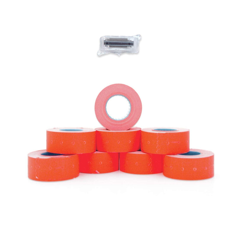 [Australia - AusPower] - 2-Line Red Labels for SBLabeler Price and Date Guns / 6000 Blank Labels/Black Ink Roller Included 