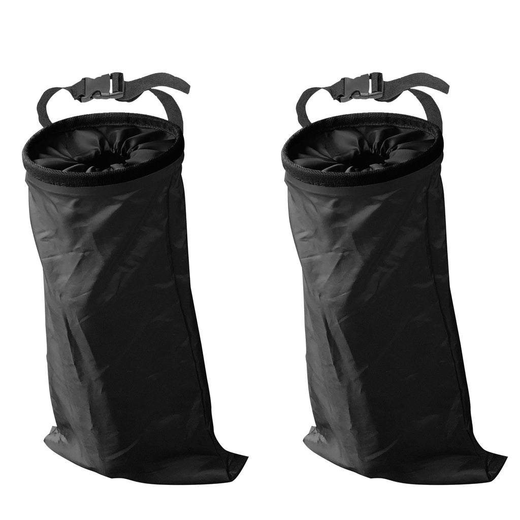 EcoNour Car Trash Can (2 Pack) | Car Trash Bag Hanging with Elastic Opening & Easy Mount | Car Garbage Can with Waterproof Oxford Material | Cute Car Accessories for Camping, Traveling & Outdoor Black (2 Pack) Medium