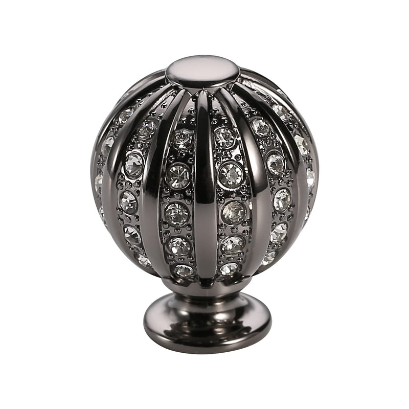 Alzassbg Black Nickel Round Crystal Cabinet Knobs 5 Pack, AL1078BN | Solid Metal Build, 1 Inch Diameter, Decorative Hardware Pulls, for Cabinets and Drawers Black Nickel-Round