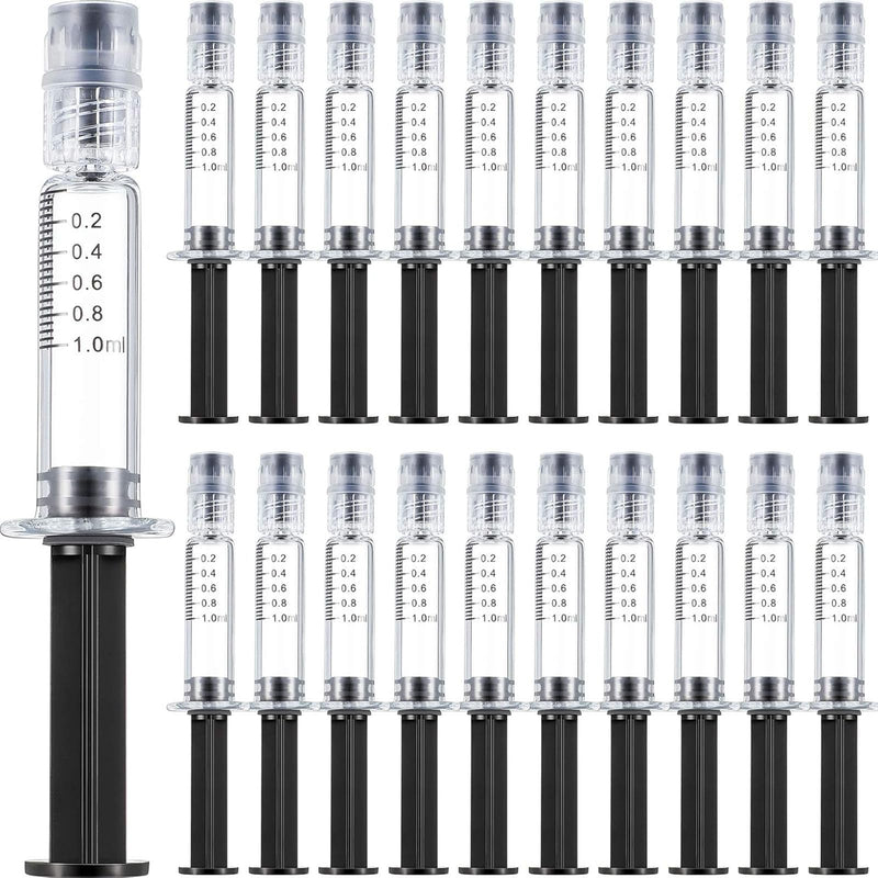 Nuanchu 1ml Borosilicate Glass Syringe Anti Leak Luer Connector Dispenser Without Needle Heat Resistant Accurate Measuring Tool for Thick Liquids, Glue, Ink, Pet Feeding(20 Pieces) 20