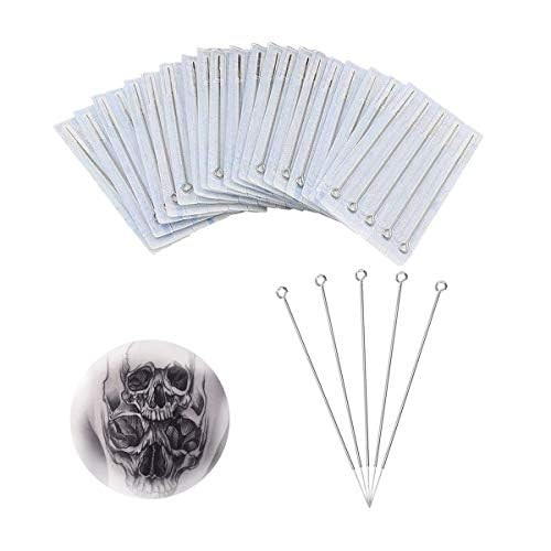 LATTCURE Disposable Sterile Tattoo Needles, 50 Pieces Tattoo Needles Set, Mixed Tattoo Needles, 1RL 3RL 5RL 7RL 9RL, Needles Stick and Stainless Steel Needles Set for Liner and Shader, Tattoo