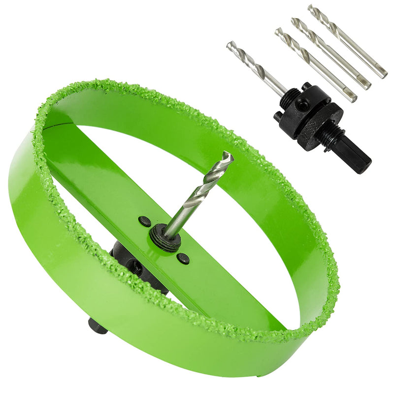 6-3/8 Hole Saw for 6" Recessed Lights, Carbide Grit Holes Saw Cutting Plaster Drywall Ceiling Sheetrock, Green 6-3/8"