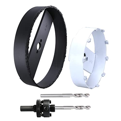 4-3/8 6-3/8” Carbide Grit Hole Saw Cutter for 4 6” Recessed Light Segmented Cutting Edge 4X Faster Than Bi-Metal Hole Saw Cutting Drywall Ceiling Tile Wood Plaster MDF Drywall 4-3/8"&6-3/8"