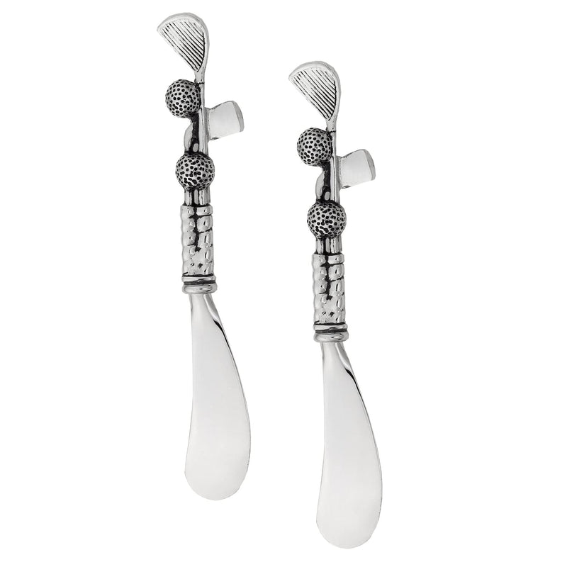UPware Golf Club Cheese Spreader Set, Zinc Alloy Butter Spreaders with Decorative Handles for Cheese, Cream, and Dips, Silver, 5.5 Inch, Set of 2