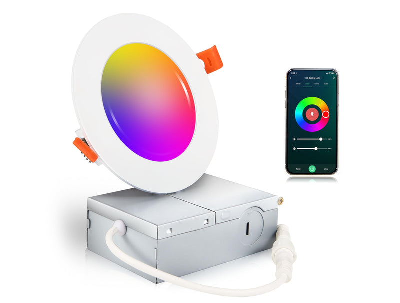CLOUDY BAY 6inch Smart WiFi LED Recessed Lighting,RGBCW Color Changing, Compatible with Alexa and Google Home Assistant, No Hub Required,15W 2700K-6500K,CRI90+,1 Pack