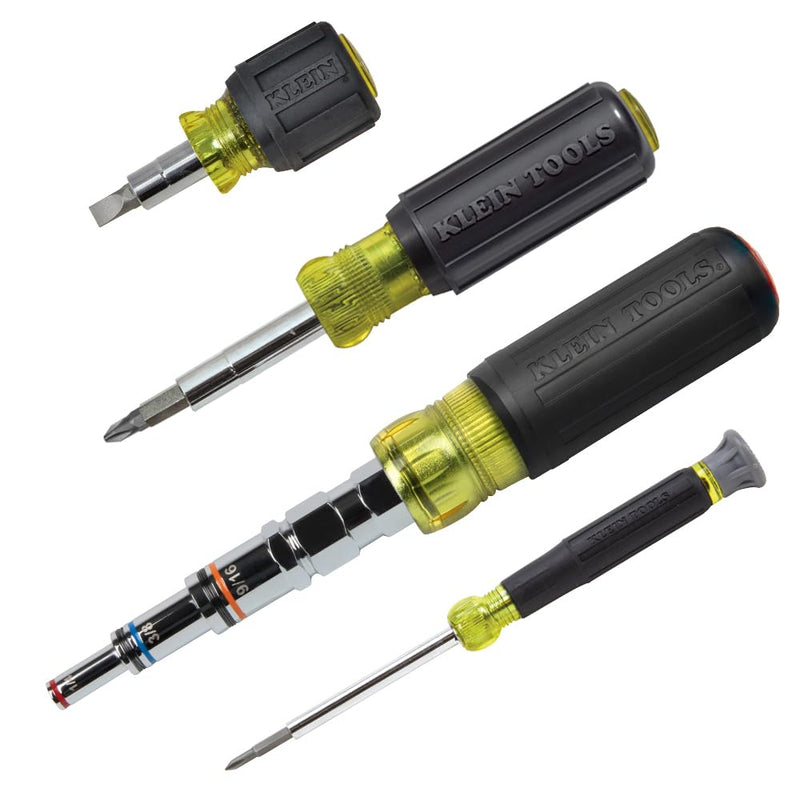 Klein Tools 80019 Tool Set, Multi-Bit Screwdriver and Nut Driver Tool Kit, 30 Different Industrial Strength Bits and Sizes, 4-Piece 4-Piece Driver Kit