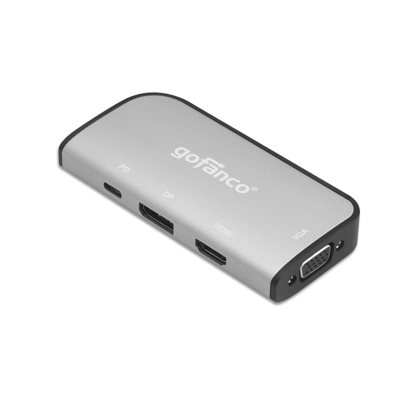 gofanco 4K 60Hz USB-C MST Hub with 3 Displays – USBC to Up to 3 Displays (HDMI/DisplayPort/VGA), 100W PD Charging, Thunderbolt 3 & 4 Compatible, Windows Only, No macOS, DP Alternate Mode (USBCMST3VID) 4K 60Hz Triple